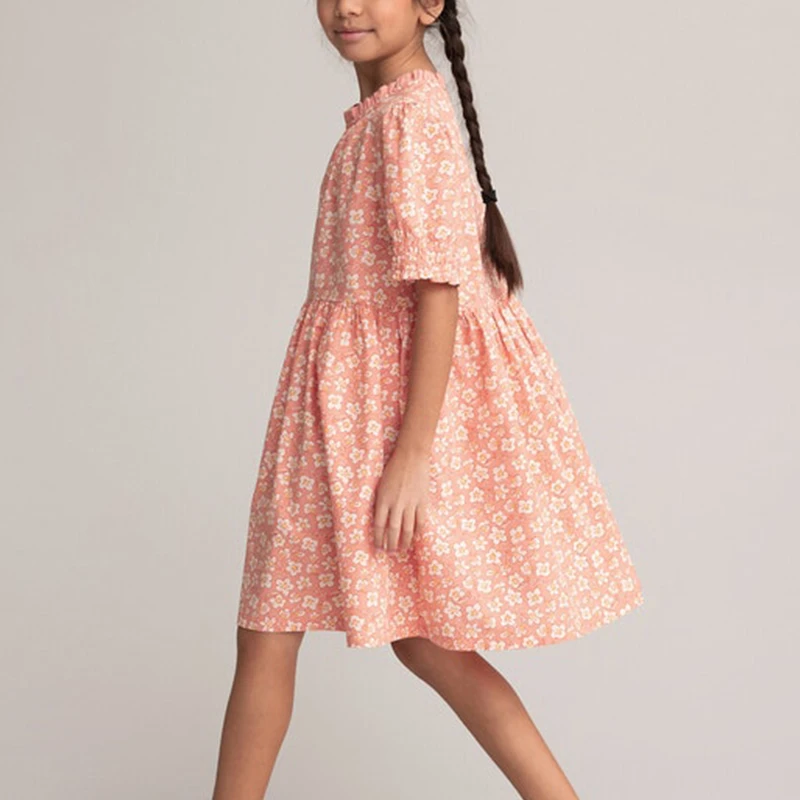 Robe d'été fleurie pour fille, sans manches en coton respirant